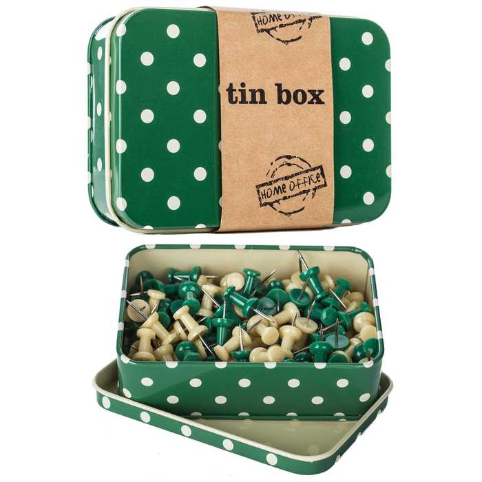 Polka Dot Tin Boxes with Push Pins Hobby Lobby 147538